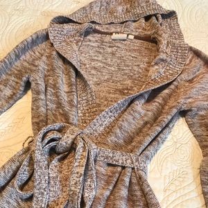 Waist-Tie Hooded Cardigan